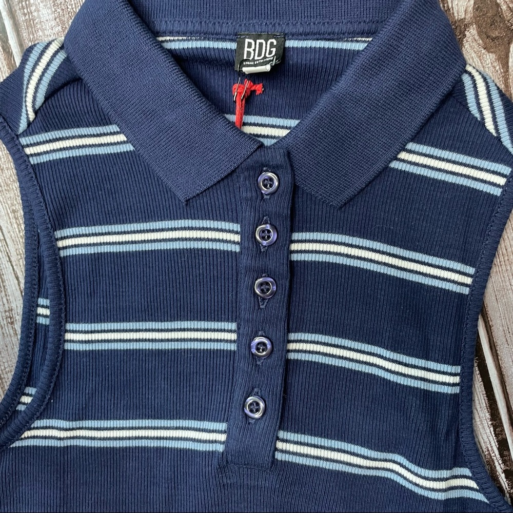 BDG Urban Outfitters stripe crop sleeveless polo NWT size Medium - Picture 3 of 5